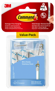 Command Value Pack Koukku, itsekiinnittyvä, ruostumaton teräslanka