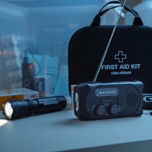 Exibel vevradio med solcell och powerbank