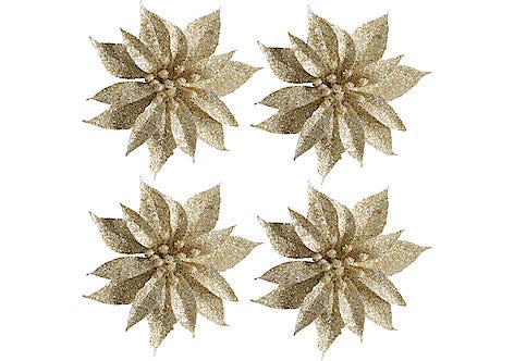 Julgranspynt blommor med clips, 4-pack