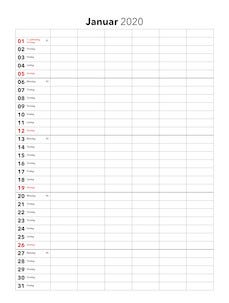 Familiekalender 2020, norsk