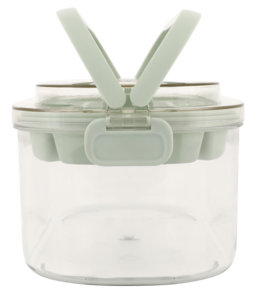 Isbitform med lokk, isboks og skje