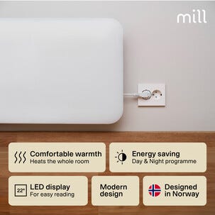 Mill Invisible panelovn med termostat