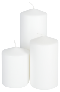 Blockljus i stearin, 6,7 cm i diameter, vitt