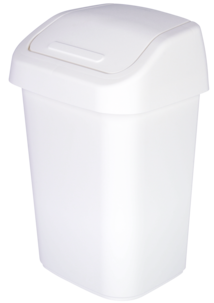 Pieni roskakori heilurikannella, valkoinen, 10 litraa