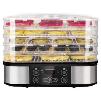 Frukt- og sopptørker med digital skjerm, 5 brett