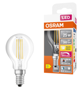 Dimbar LED-pære, illum E14 Osram, varmhvit