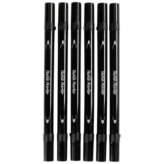 Creativ Company tekstilpenn permanent, svart, 6-pakning