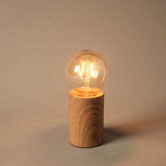 Deco bordslampa E27 metall med träoptik, Northlight