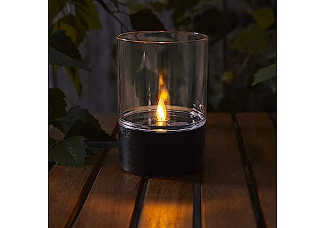 Ljuslykta med flammande låga solcell , 9 x 13 cm