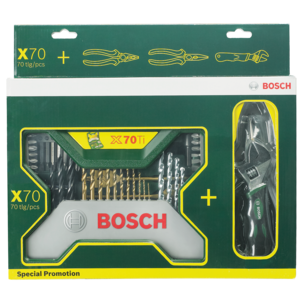 Bosch X-Line tillbehörsväska med tänger, 70 delar