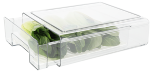 Stapelbar kylskåpsförvaring med låda, transparent