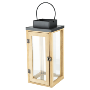 Lyhty puinen, kahva, lasi