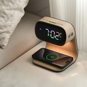 Herätyskello digitaalinäyttö, valo ja langaton Qi