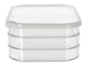 Påläggsburk i 3 lager 22 x 15,5 x 8,5 cm, plast