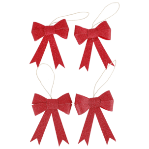Papirrosett rød med glitter, 10 cm, 4-pakning