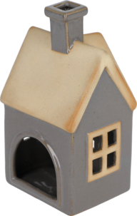 Ljuslykta hus i keramik för värmeljus, grå