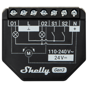 Shelly 2PM Gen3 wifi-relé 2-kanals energimåling