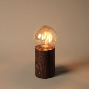 Deco bordslampa E27 metall med mörk träoptik, Northlight