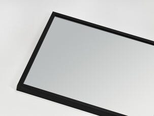 Svart speil med treramme til vegg, avlangt, 120 x 40 cm