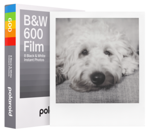 Polaroid 600 B&W svartvit film med vit ram, 107 x 88 mm