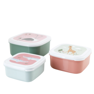 Matlådor barn med lock, stapelbara, 3-pack
