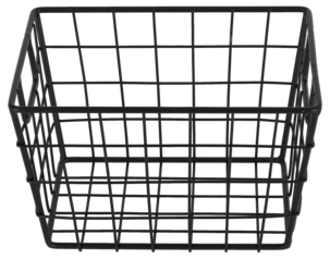 Trådkurv i metall, oppbevaringskurv svart