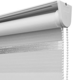 Rullgardin Dag & Natt, skruvfri med kulkedja, vit