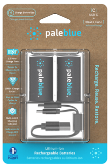 Pale Blue oppladbare C-batterier USB-C, 2-pakning