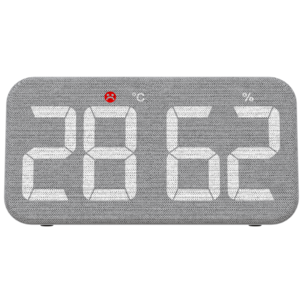 Digital termometer och hygrometer med tygfront, inomhus
