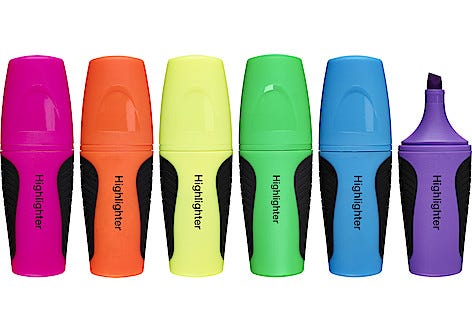 Överstrykningspennor mini, 6-pack