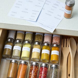 Etiketter till burkar, kryddor och torrförvaring