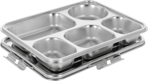 Eväslaatikko Bentobox ruostumatonta terästä, 5 lokeroa