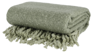 Strikket pledd med frynser 127x152 cm, grønt