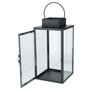 Musta lyhty, metalli, kahva