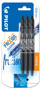 Pilot Frixion Clicker kulspetspenna svart, 3-pack