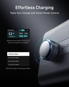 Anker Prime ladestasjon USB-C/A 6 porter 250 W, sølv