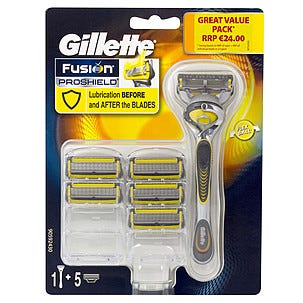 Partahöylä ja 6 terää Gillette Fusion ProShield Yellow