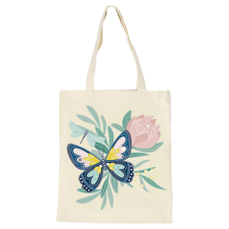Diamond Painting-veske med sommerfugl DIY tøyveske