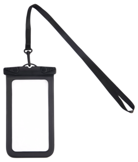 Vedeltä suojattu kännykkäkotelo, jossa kaulanauha