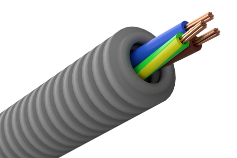 Fördragen flexslang med FQ-kabel 3G1,5 mm2