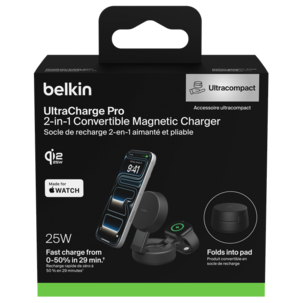 Belkin UltraCharge Pro 2 in 1 lader Qi2, 25 W
