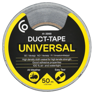 Vävtejp, svart silvertejp, 50 mm x 50 m