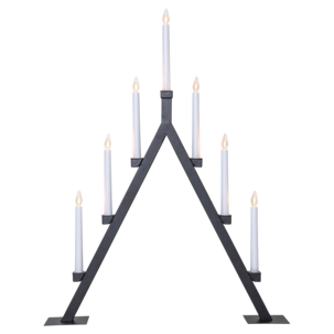 Adventsljusstake Oliver 7-armad LED, svart metall, 75 cm