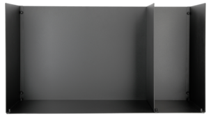Lav vedholder med 2 rom i svart stål, til innendørs bruk, 39 x 70 cm