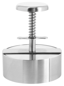 Hamburgerpresse rustfri med målangivelse, 11 cm