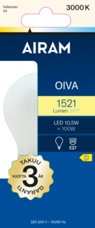 Airam Oiva LED-lamppu E27 10,5 W, lämpimän valkoinen