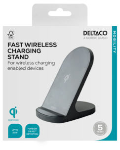Deltaco trådløs lader med stativ, 15 W