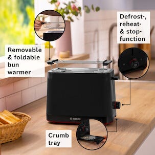 Bosch MyMoment brödrost 2 skivor, svart, TAT3M123