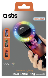 SBS RGB Selfie Ring Light til mobil, hvitt og farget lys