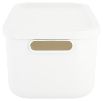 Tidy oppbevaringsboks med lokk, resirkulert plast, hvit
